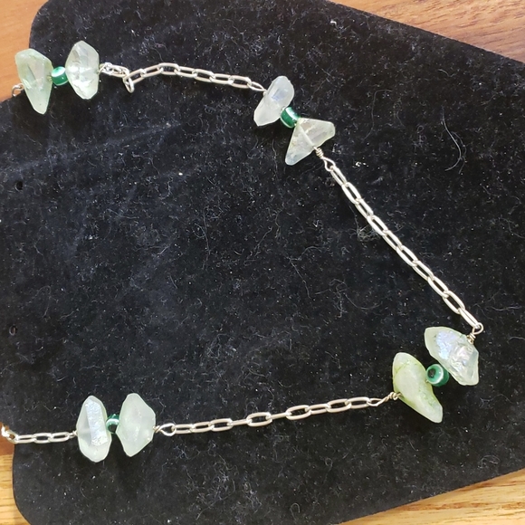 The evil eye / green quartz and sterling silver  oval chain. Protection from neg - Picture 2 of 11